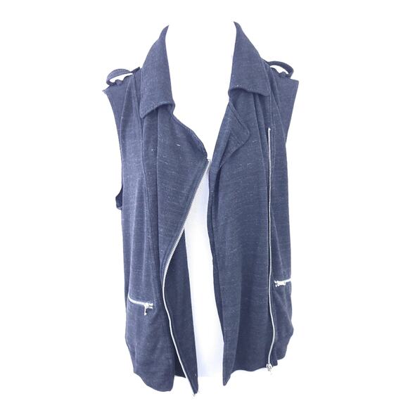 Mossimo Moto Vest Sleeveless Large Women Zip UP Gray Heathered, Comfy Casual - Picture 1 of 7